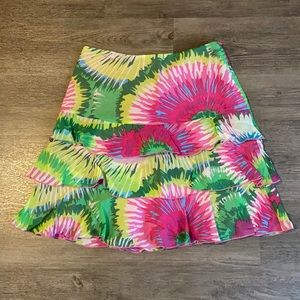 Pink, green blue summer ruffle skirt